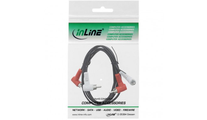 InLine Audio cable, 2x RCA M/M, angled, 1.2m