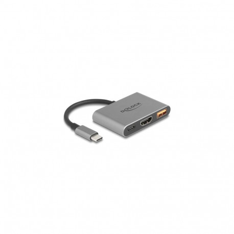 DeLOCK 61071 video cable adapter 0.1 m USB Type-C USB Type-C + USB Type-A + HDMI Grey