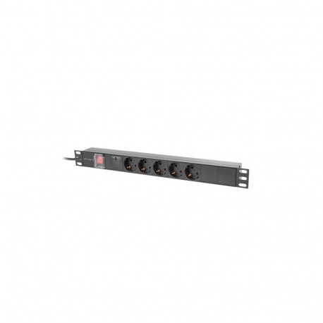 Lanberg toitejaotusseade (PDU) 19" 1U 10A 2m 5 Schuko-pistikupesa C14, must