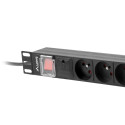 POWER DISTRIBUTION UNIT (PDU) 19" LANBERG 1U 16A 2M 8X FRENCH OUTLETS BLACK