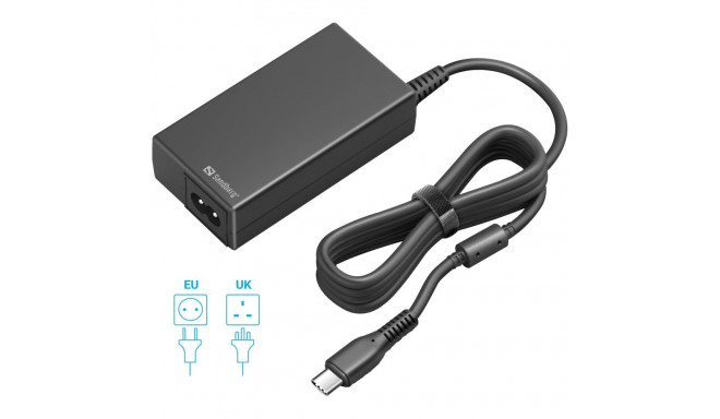 "N Notebook USB-C Netzteil 65W Sandberg EU+UK Black"