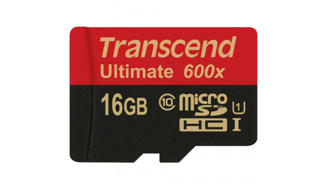 "CARD microSD Card 16GB Transcend SDHC UHS1 600x w/Adap."