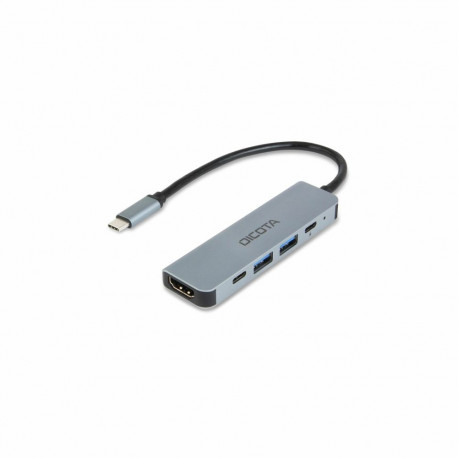 "D Dicota USB-C 5-in-1 Video Hub 4K PD 100W silver"