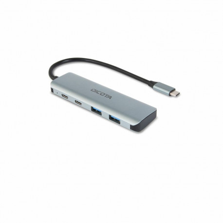D Dicota USB-C jaotur 4-in-1 10Gbps, hõbedane