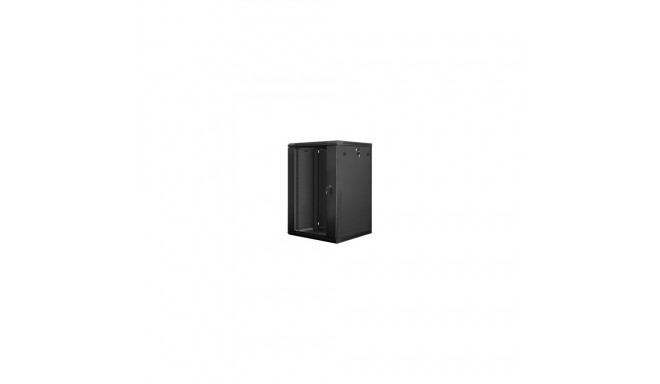 Lanberg | Rack cabinet 19" wall-mount 18U/600x600 (flat pack) with glass door | WF01-6618-10B | Blac