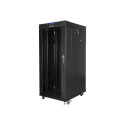 Lanberg Rack cabinet 19" free-standing 27U/600x800 (flat pack) with glass door lCD V2, black | Lanbe