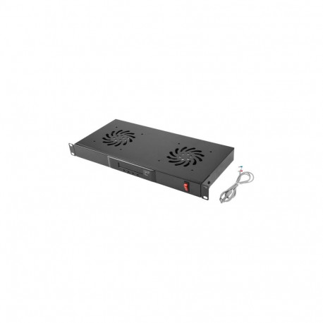Lanberg 19" ventilaatorpaneel LCD-ga 2 ventilaatorit + termostaat 230V | AK-1502-B | must