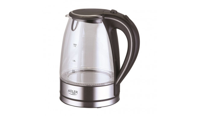 Adler AD 1225 elektriline veekeetja 1,7 L must, roostevaba teras, läbipaistev 2200 W