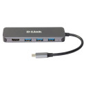 D-Link 5-ühes USB-C jaotur HDMI/Power Delivery DUB-2333