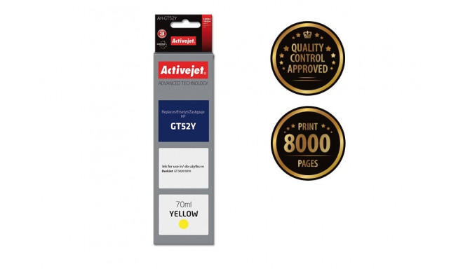 Activejet AH-GT52Y tindikassett (asendus HP GT-52Y M0H56AE; Supreme; 70 ml; kollane)