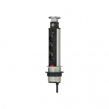 Brennenstuhl Tower Power Alu 3-fold 2m silver / black