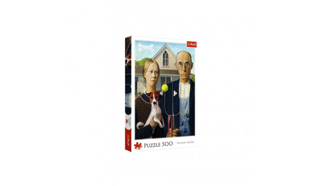 Puzzle 500 elementów american gothic psia edycja
