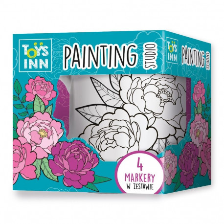 värvitav kruus pojengidega