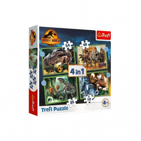 Puzzle 4w1 groźne dinozaury jurassic world