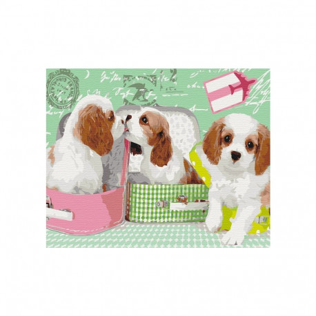 Obraz paint it! numbrite järgi maalimine magusad kutsikad