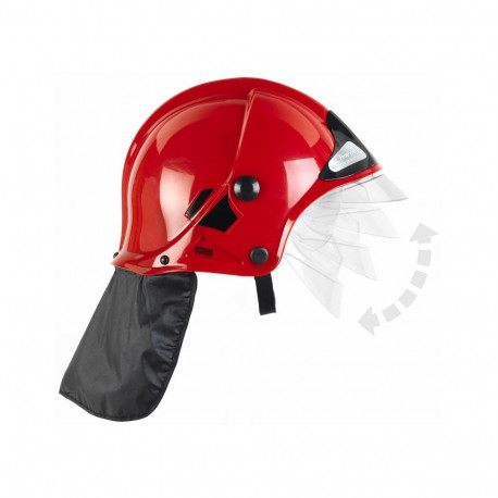 Hełm strażacki czerwony z szybką