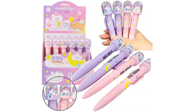 Długopis Z Kopułą Brokat Figurka Jednorożca Niebieski Tusz 0.5mm