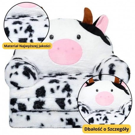 kokkupandav laste tugitool lehm 3-astmeline valge-must 50x50cm