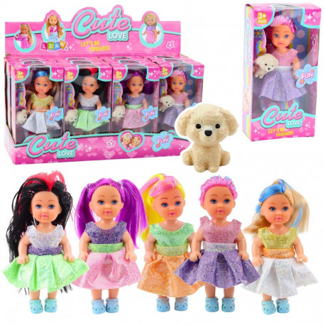 mini komplekt nukk kleidis kutsikas nukk lemmikloom mix 12 cm