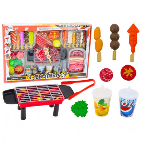 pidulik grillikomplekt toidud joogid köögiviljad 40 elementi