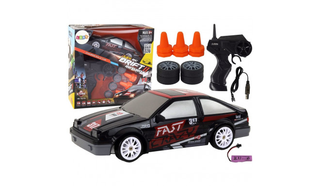 Autko Sportowe Zdalnie Sterowane R/C 1:24 Czarne Wymienne Koła