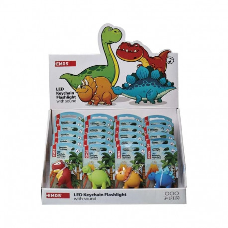LED Flashlight/Keychain, dinosaurs with sound, 3× LR54 24pcs