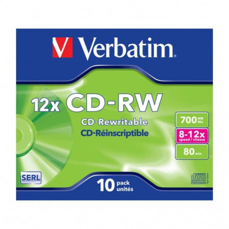 Verbatim CD-RW 700MB 12x 10 Pack Jewel Case 43148