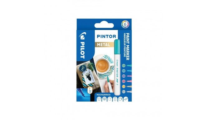 Marker Pilot Pintor, FINE 1-2,9mm, koonus ots, metallik 6värvi/kompl, veebaasil