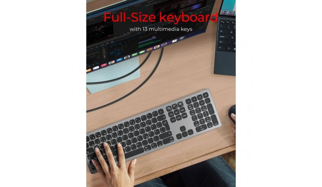 KeySonic KSK-8023BTRF (DE) keyboard Universal Bluetooth QWERTZ German Anthracite, Black