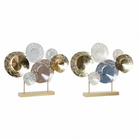 Dekoratiivkuju DKD Home Decor 65,4 x 9 x 51 cm Abstraktne Sinine Kuldne Pruun Kaasaegne (2 Ühikut)