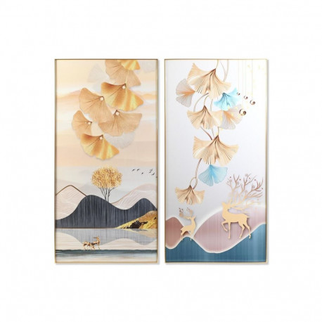Картина DKD Home Decor 80 x 3 x 160 cm Лист растения (2 штук)