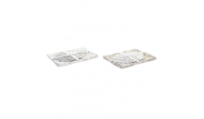 Tablecloth and napkins DKD Home Decor 9 Pieces 2 Units 150 x 250 x 0,5 cm Beige Pink White Green Lig