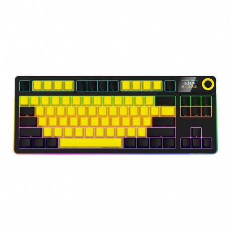 LORGAR KBP70TKLW, Wireless TKL Mechanical Gaming Keyboard Pro, Black/yellow, EN layout