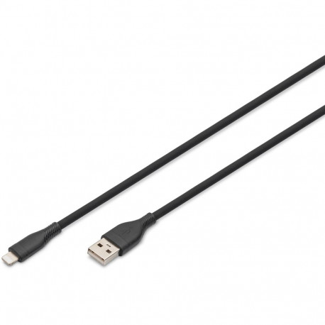 "DIGITUS USB 2.0 Kabel Typ A-Lightning Silikon 0,5m MFI schwa"