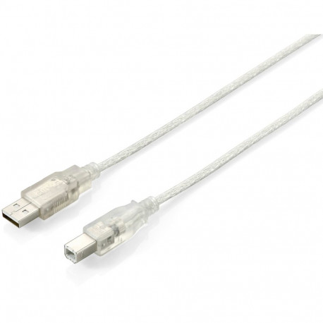 "Equip USB Kabel 2.0 A-B St/St 5.00m transparent Polybeutel"