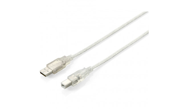 "Equip USB Kabel 2.0 A-B St/St 5.00m transparent Polybeutel"