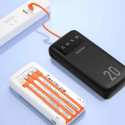 Dudao capacious powerbank with 3 built-in cables 20000mAh USB Type C + micro USB + Lightning black (