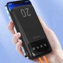 Dudao capacious powerbank with 3 built-in cables 20000mAh USB Type C + micro USB + Lightning black (