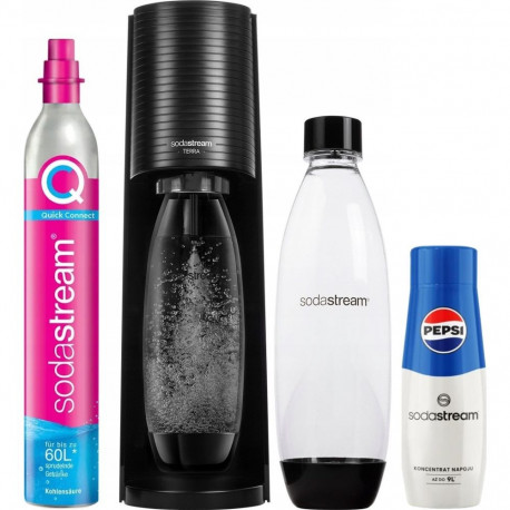 Sodastream Terra Saturator + 1 bottle + gas + Pepsi syrup Black
