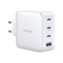 Ugreen Laadija UGREEN 15337 Nexode Seinalaadija, 3xUSB-C, USB-A 3.0, PD3.0, QC4.0, GaN, 100W (valge)