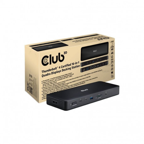 CLUB 3D Thunderbolt 4 Certified 16-in-1 Quadra Displays Docking Station with DisplayLink