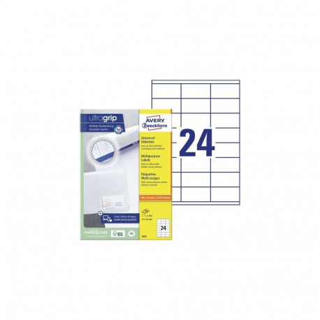 Avery 3422 self-adhesive label Rectangle Permanent White 2400 pc(s)
