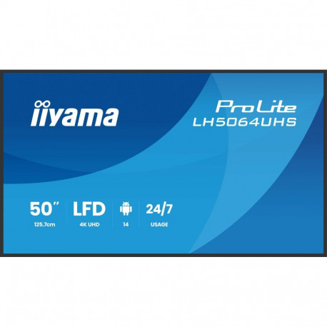 Iiyama digitaalne reklaamiekraan LH5064UHS-B1AG 127cm (50") Wi-Fi 500cd/m² 4K Ultra HD sisseehitatud