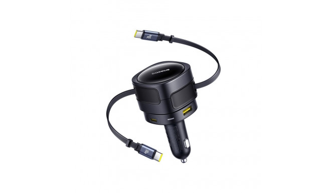 Baseus Enjoyment Max car charger with USB-C+USB-C cables and USB-A+USB-C ports 90W Black