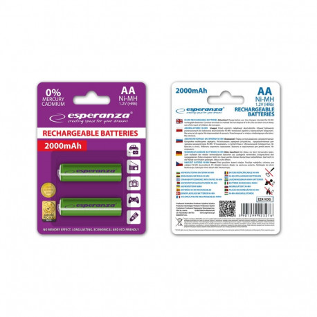 Esperanza akud EZA103G Ni-MH AA 2000mAh 2tk, rohelised