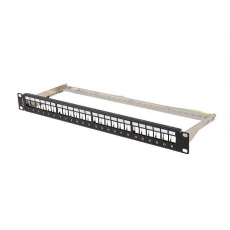 Patch panel empty 24 ports 1U 19 inches ftp for keystone modules black