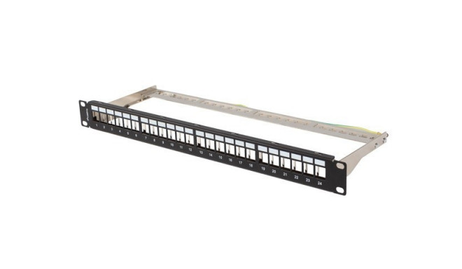 Patch panel empty 24 ports 1U 19 inches ftp for keystone modules black
