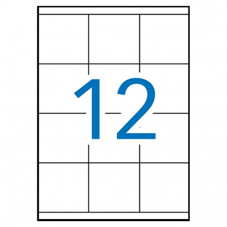 Etikett iseliimuv APLI 70x67,7mm, 12 tk A4 lehel, 100l/pk, Ref.01290