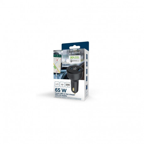 Gembird TA-UC-AC2PD65LCD-CAR-01 mobile device charger Universal Black Cigar lighter Fast charging Au