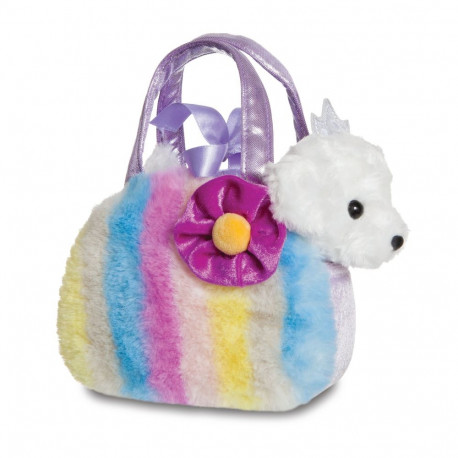 AURORA Fancy Pals pehme mänguasi triibuline kandekott koeraga, 20 cm